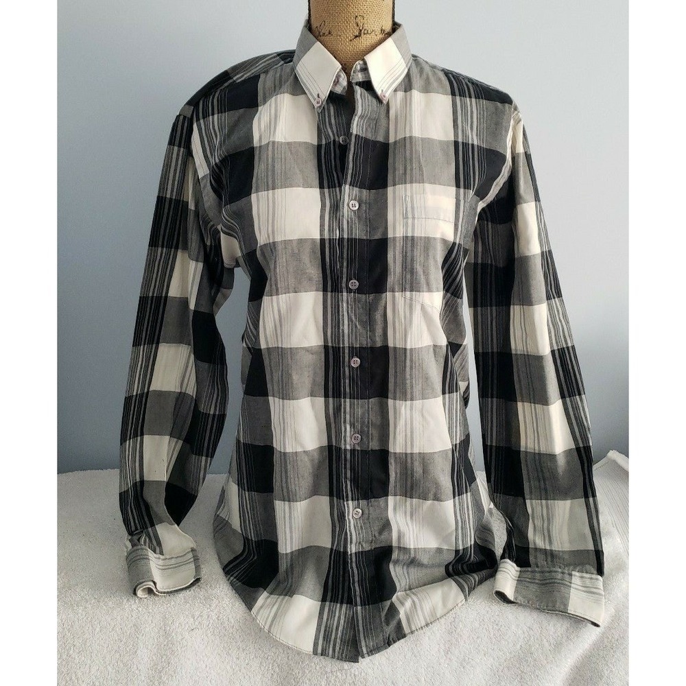 Bryan Marc Mens Long Sleeve Shirt Size Medium Plaid